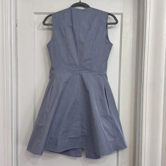 & Other Stories Paris Atelier Blue Shirt Dress with Black Waist Tie – Size US 4 - Picture 8 of 10